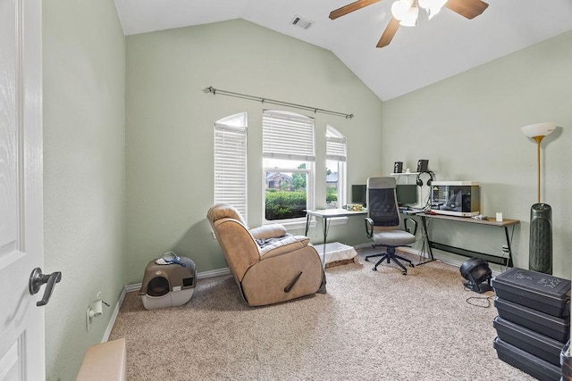 1902 SW Sequoia St, Bentonville, AR 72713 - carpeted office featuring ceiling fan and vaulted ceiling