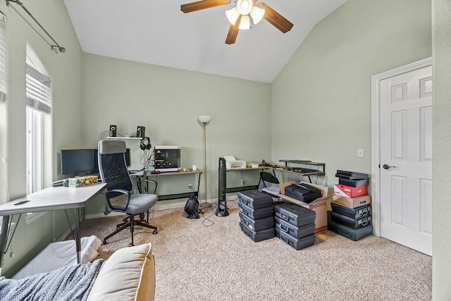 1902 SW Sequoia St, Bentonville, AR 72713 - office space with vaulted ceiling, carpet, and ceiling fan