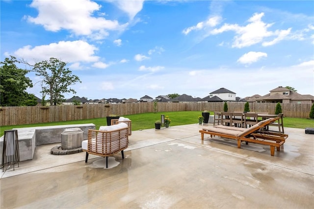 320 Bequette Ln, Centerton, AR 72719 - fenced backyard featuring a patio, outdoor dining area, and a residential view