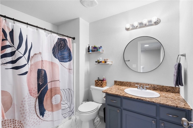 874 Oakwood Ln, Centerton, AR 72719 - bathroom with vanity, marble look tiles, and curtained shower