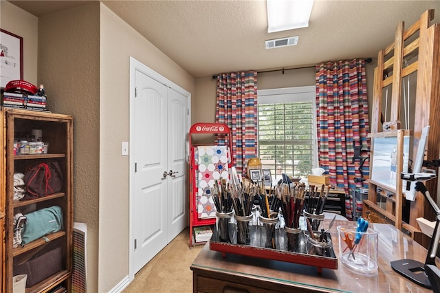 217 Waterfront Cir, Alma, AR 72921 - kitchen with carpet floors, a textured ceiling, and a textured wall