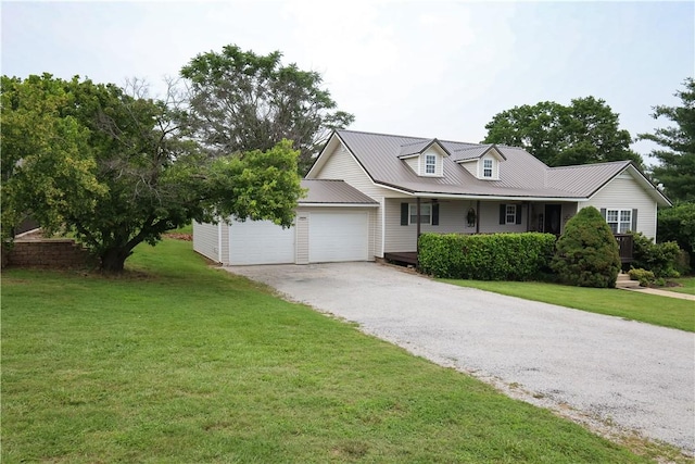 4639 Quail Ct, Harrison, AR 72601 - cape cod home featuring an attached garage, a front lawn, driveway, and a metal roof