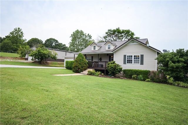 4639 Quail Ct, Harrison, AR 72601 - view of front of property with a front yard, covered porch, driveway, and a metal roof