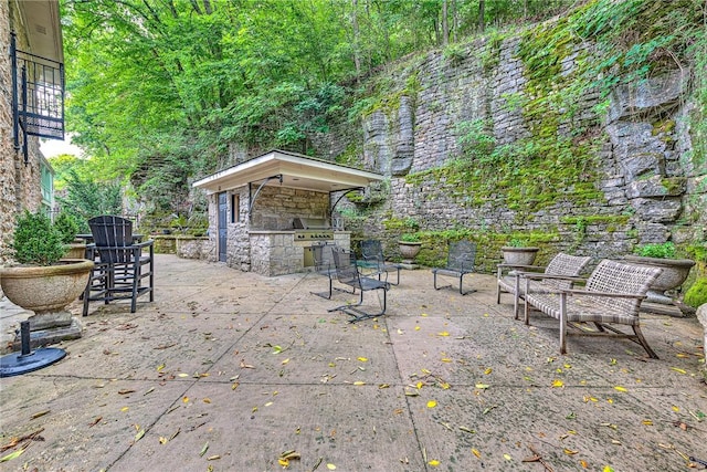 32 Armstrong St, Eureka Springs, AR 72632 - view of patio featuring an outdoor kitchen