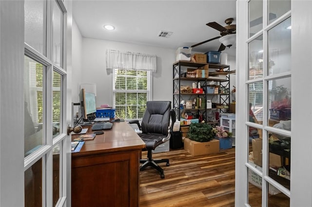 16 Olmsted Ln, Bella Vista, AR 72715 - office space featuring a ceiling fan and wood finished floors