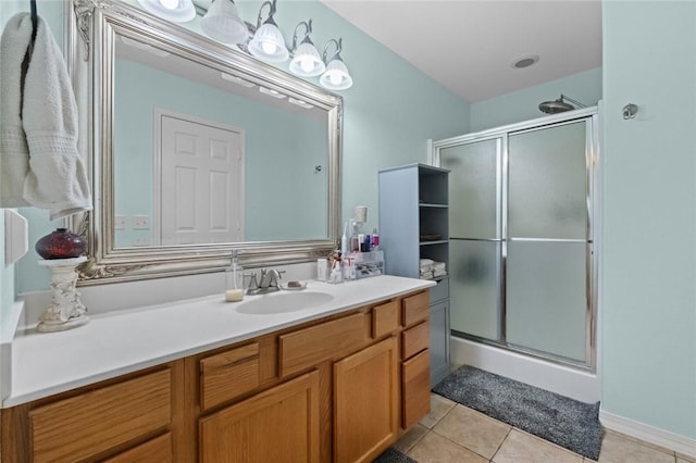 16 Olmsted Ln, Bella Vista, AR 72715 - full bath with vanity, a stall shower, and tile patterned flooring