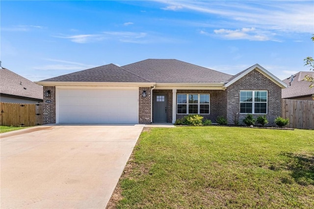 1806 Hudson Dr, Siloam Springs, AR 72761 - ranch-style house with brick siding, a garage, concrete driveway, and roof with shingles