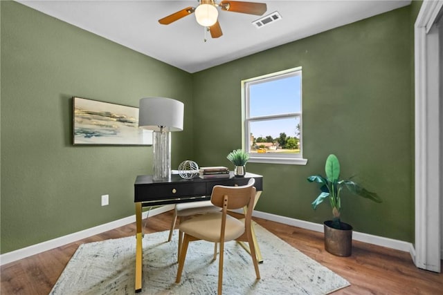 2511 Purdue Cir, Bentonville, AR 72712 - home office featuring a ceiling fan and wood finished floors