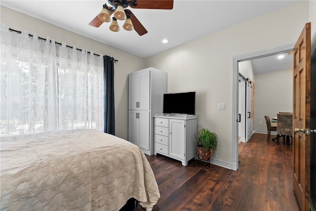 8252 Hickory Tree Ln, Rogers, AR 72756 - bedroom with dark wood finished floors, recessed lighting, and a ceiling fan