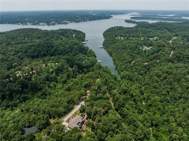 8252 Hickory Tree Ln, Rogers, AR 72756 - bird's eye view of a heavily wooded area and a nearby body of water