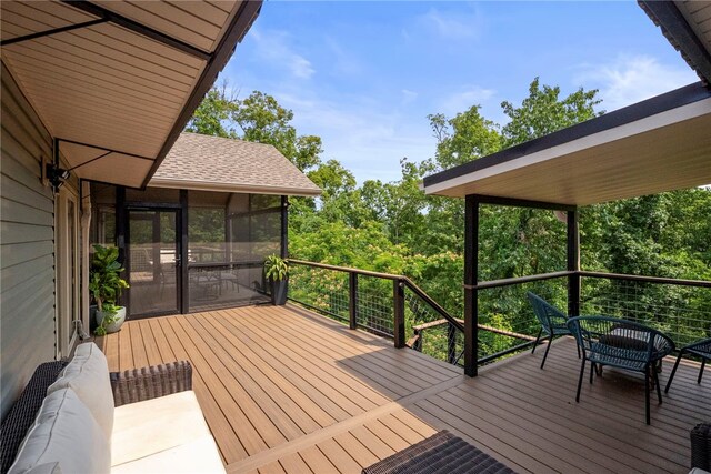 8252 Hickory Tree Ln, Rogers, AR 72756 - wooden terrace with a sunroom