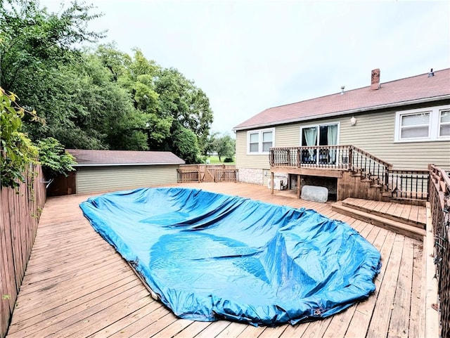 805 S Oak St, Harrison, AR 72601 - view of pool featuring a deck, a fenced backyard, and a covered pool