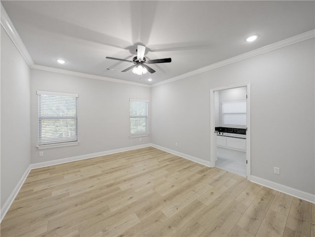 11 Dornoch Cir, Bella Vista, AR 72715 - unfurnished room featuring crown molding, light wood-style flooring, a ceiling fan, and recessed lighting