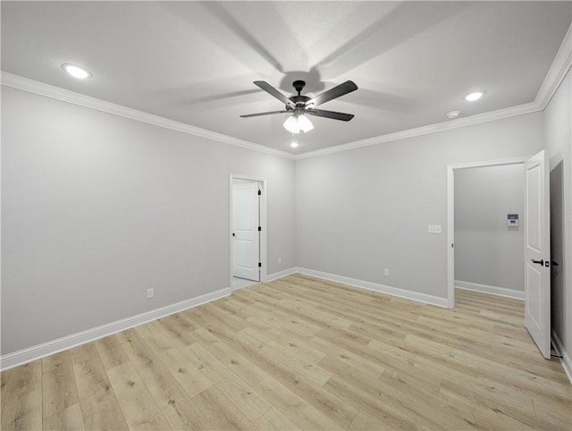 11 Dornoch Cir, Bella Vista, AR 72715 - spare room with ceiling fan, light wood finished floors, ornamental molding, and recessed lighting