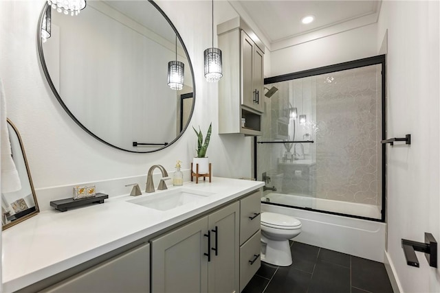 8002 W Claverton St, Rogers, AR 72758 - bathroom with vanity, tile patterned flooring, and combined bath / shower with glass door