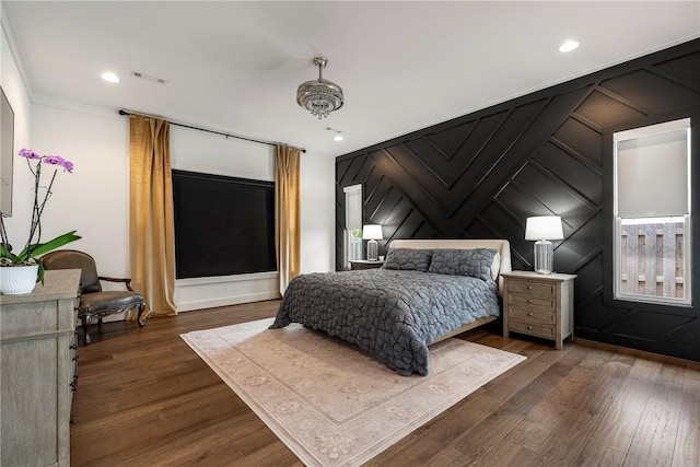 8002 W Claverton St, Rogers, AR 72758 - bedroom with dark wood-style floors, recessed lighting, and ornamental molding