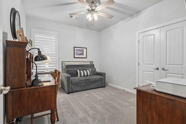 9116 Kirkwood Rdg, Fort Smith, AR 72916 - office area featuring a ceiling fan and carpet floors
