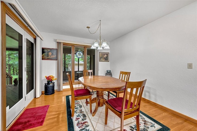 8553 Stoner Ln, Rogers, AR 72756 - dining space with plenty of natural light, a chandelier, light wood-style flooring, and a textured ceiling