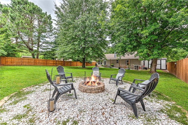 1314 N Fieldstone Ave, Fayetteville, AR 72704 - fenced backyard with an outdoor fire pit