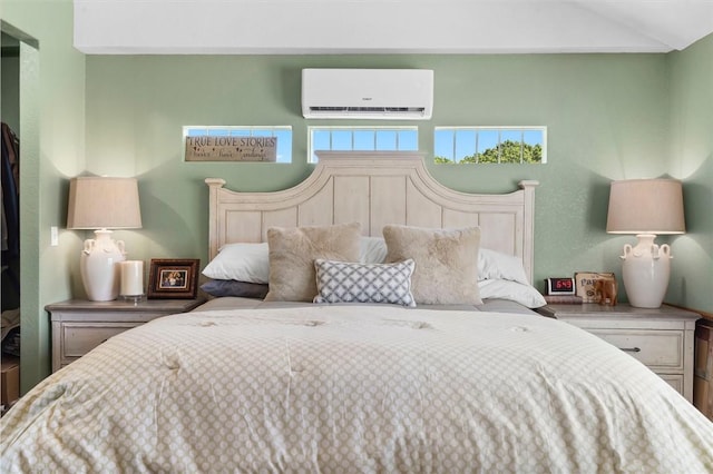 132 N Nature Trl Ln, Noel, MO 64854 - bedroom featuring a wall mounted air conditioner and lofted ceiling