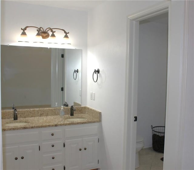 32 Table Rock Dr, Holiday Island, AR 72631 - bathroom with double vanity and tile patterned floors