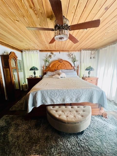 14163 Low Gap Wc 100 Rd, West Fork, AR 72774 - bedroom with wooden ceiling and a ceiling fan