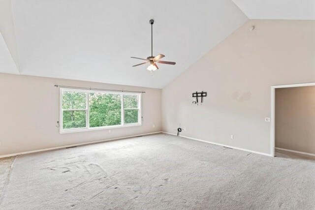 150 Cedar Wood Ave, Branson, MO 65616 - empty room with ceiling fan, carpet flooring, and high vaulted ceiling