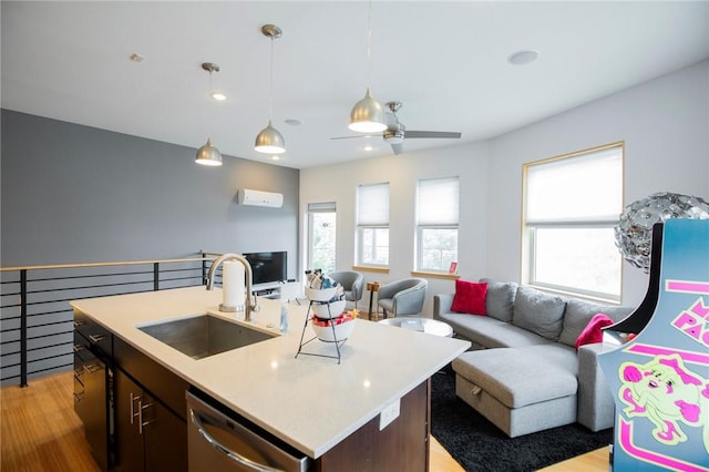3901 W 5th St, Fayetteville, AR 72701 - kitchen featuring dishwasher, open floor plan, plenty of natural light, light wood-type flooring, and recessed lighting