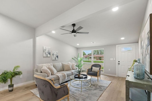 802 Hinshaw Dr, Springdale, AR 72762 - living room featuring light wood finished floors, recessed lighting, and a ceiling fan
