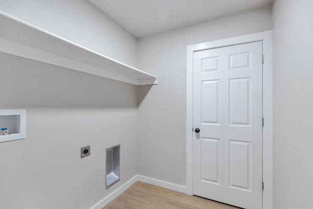 802 Hinshaw Dr, Springdale, AR 72762 - laundry area featuring electric dryer hookup, light wood finished floors, and hookup for a washing machine