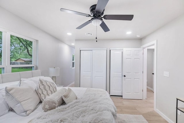 802 Hinshaw Dr, Springdale, AR 72762 - bedroom featuring light wood finished floors, recessed lighting, and ceiling fan