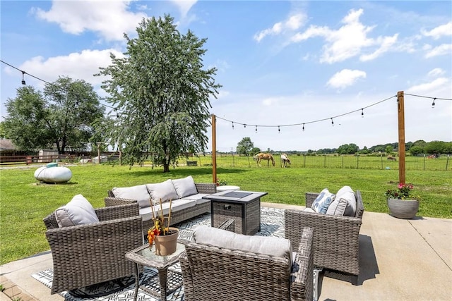 11267 Walters Rd, Bentonville, AR 72712 - view of patio / terrace with an outdoor hangout area and a view of countryside