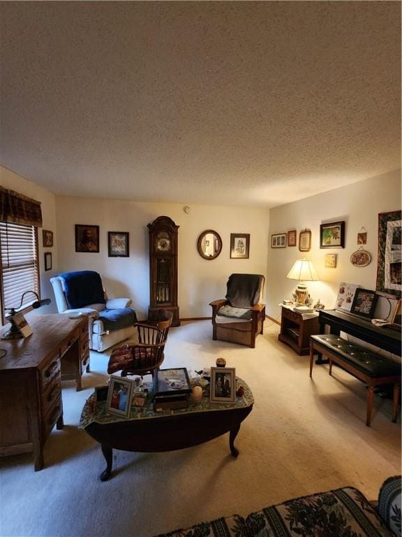 1805 Van Buren Ave, Mountain Home, AR 72653 - carpeted living room with a textured ceiling