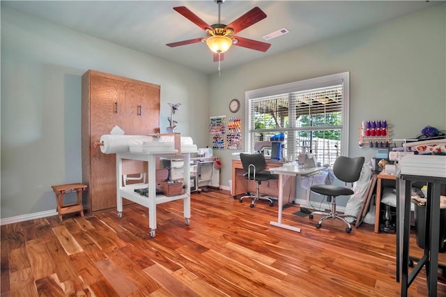 460 Viney Grove Rd, Prairie Grove, AR 72753 - office featuring ceiling fan and wood finished floors
