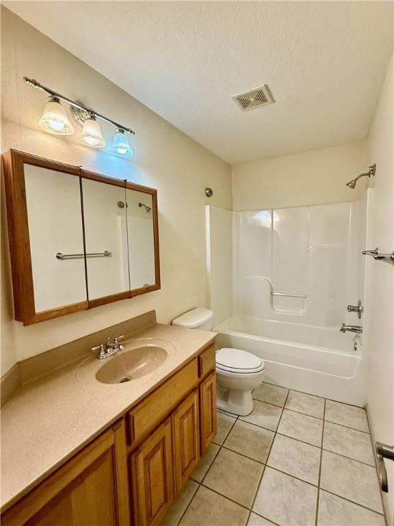 14076 Canal St, Rogers, AR 72758 - full bath featuring vanity, shower / tub combination, tile patterned floors, and a textured ceiling