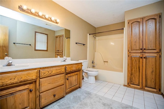 5315 Walden St, Lowell, AR 72745 - bathroom featuring double vanity, shower / washtub combination, tile patterned floors, and a textured ceiling
