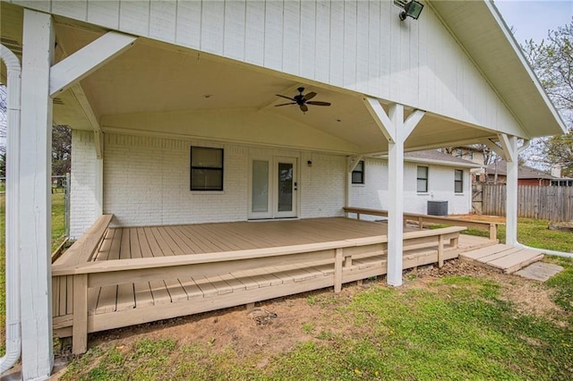 5315 Walden St, Lowell, AR 72745 - wooden deck featuring a ceiling fan