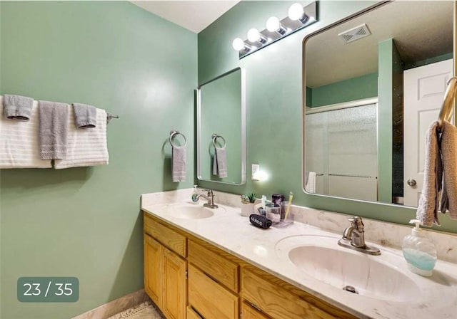5 Horseshoe Dr, Holiday Island, AR 72631 - bathroom with double vanity and an enclosed shower