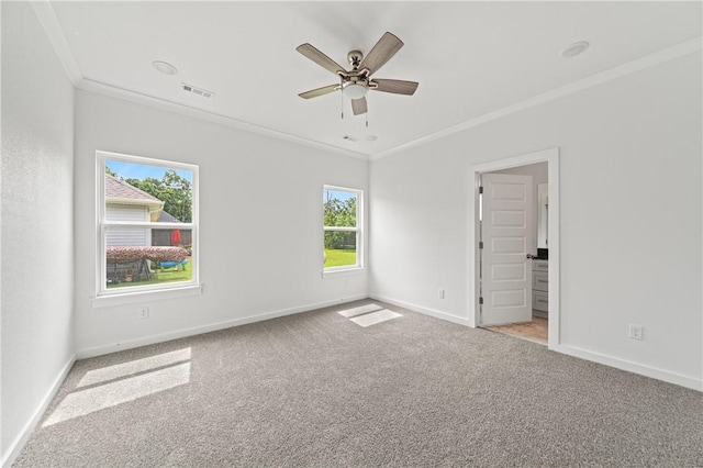 2 Wendike Ln, Bella Vista, AR 72715 - empty room with carpet flooring, crown molding, plenty of natural light, and a ceiling fan