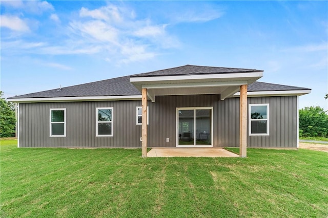 2 Wendike Ln, Bella Vista, AR 72715 - rear view of property with a patio area, a yard, and roof with shingles