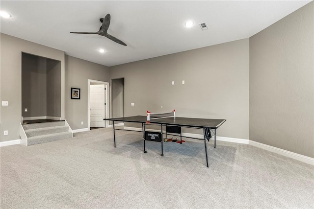 8 Mckenzie Way, Bella Vista, AR 72715 - game room with a ceiling fan, carpet flooring, and recessed lighting