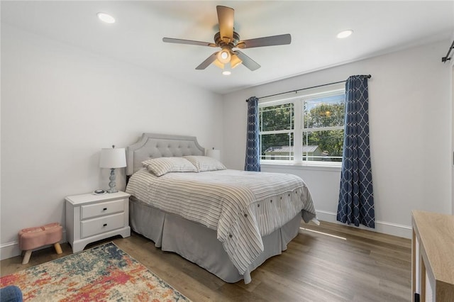 3902 Layton Dr, Harrison, AR 72601 - bedroom featuring wood finished floors, recessed lighting, and a ceiling fan
