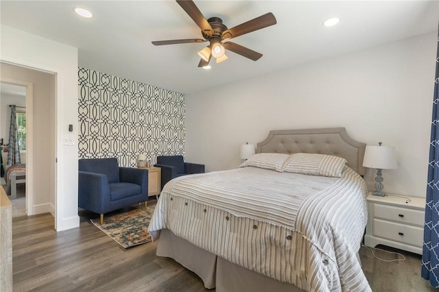 3902 Layton Dr, Harrison, AR 72601 - bedroom featuring wood finished floors, recessed lighting, and ceiling fan
