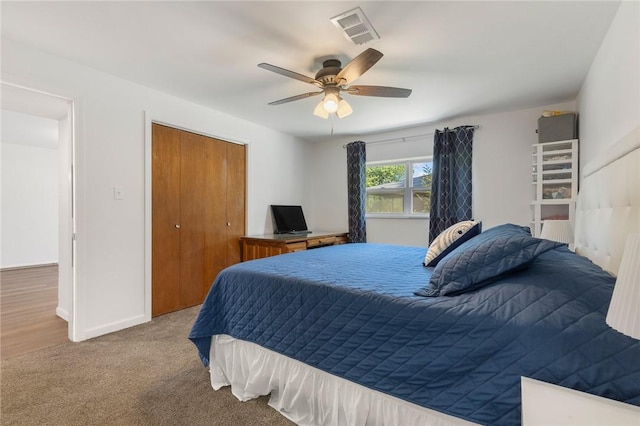 3902 Layton Dr, Harrison, AR 72601 - bedroom with a closet, carpet, and a ceiling fan