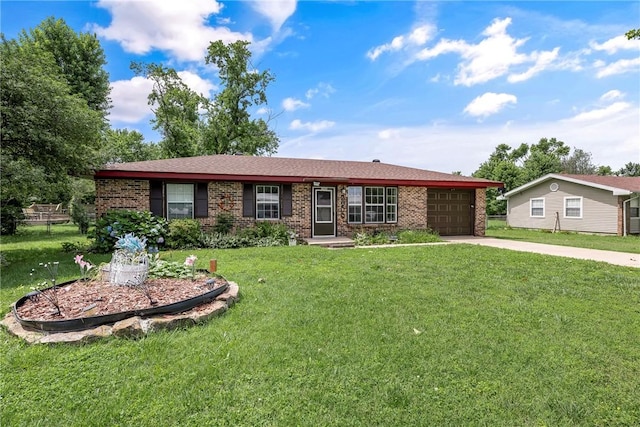 2000 W Wood St, Rogers, AR 72756 - ranch-style home featuring brick siding, an attached garage, driveway, and a front yard