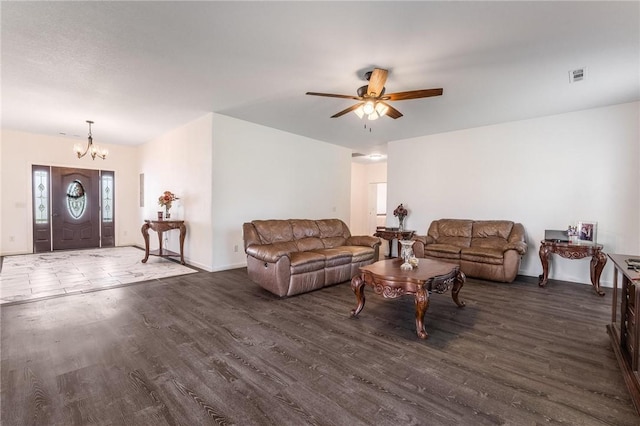 1209 W Olive St, Rogers, AR 72756 - living room with a chandelier, wood finished floors, and a ceiling fan