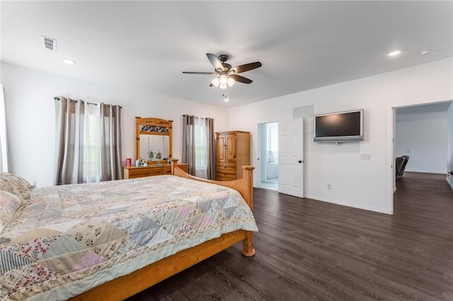 1209 W Olive St, Rogers, AR 72756 - bedroom with wood finished floors, multiple windows, recessed lighting, and ceiling fan