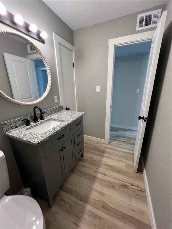 3501 Pleasant, Ozark, AR 72949 - bathroom featuring wood finished floors, vanity, and a textured ceiling