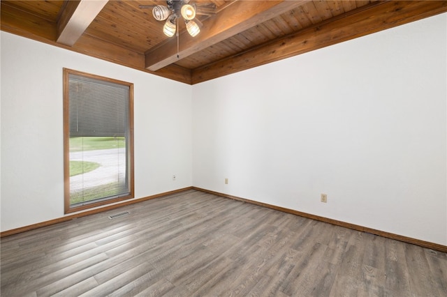 213 Suttle Dr, Springdale, AR 72764 - empty room with a wooden ceiling with exposed beams, wood finished floors, and ceiling fan