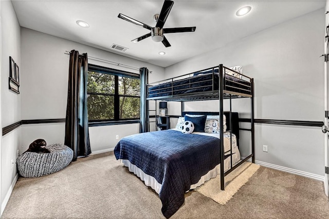 601 Chattin Cir, Bentonville, AR 72713 - bedroom with carpet, recessed lighting, and ceiling fan